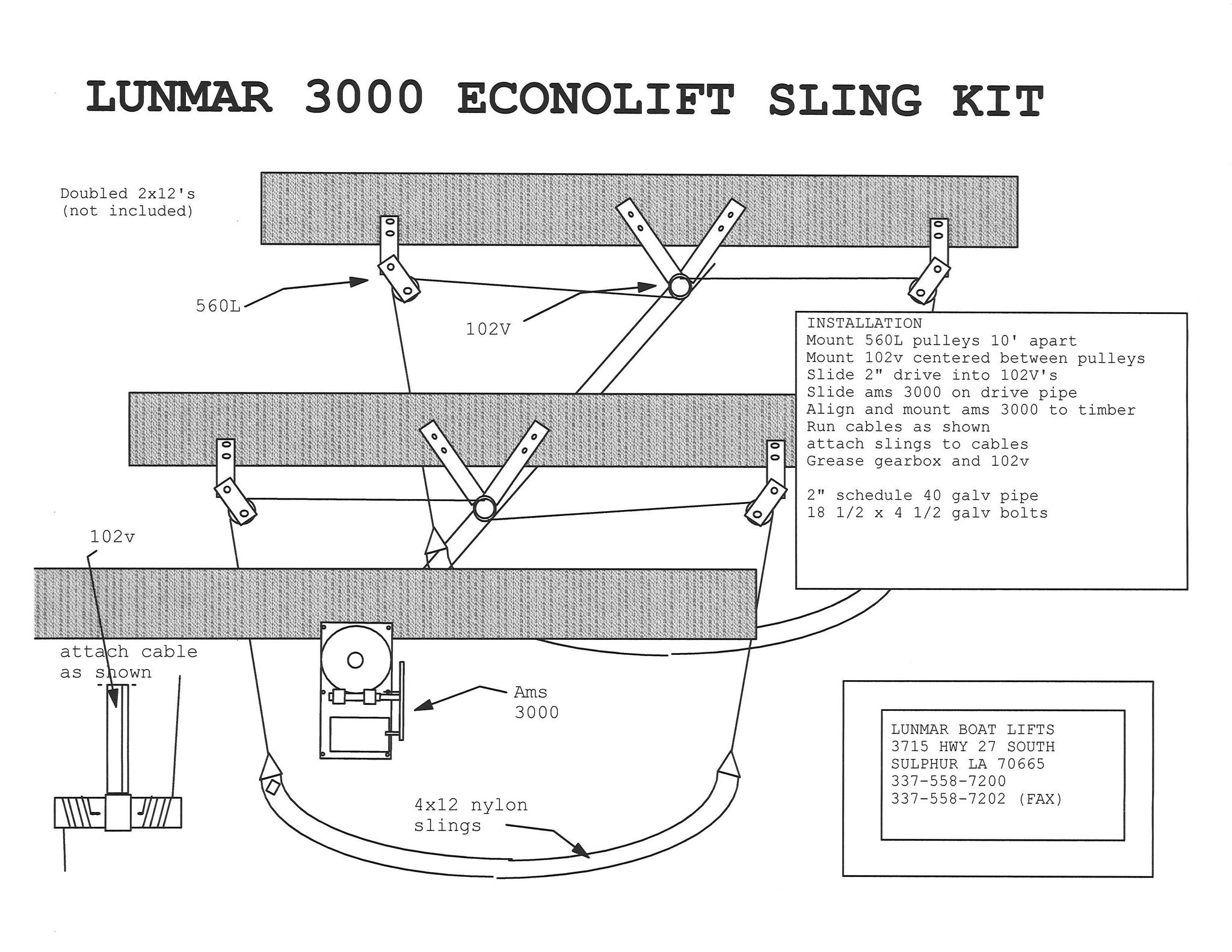 Lunmar Econo Sling Kit Wood Mount (3000#,4000#,6000#)