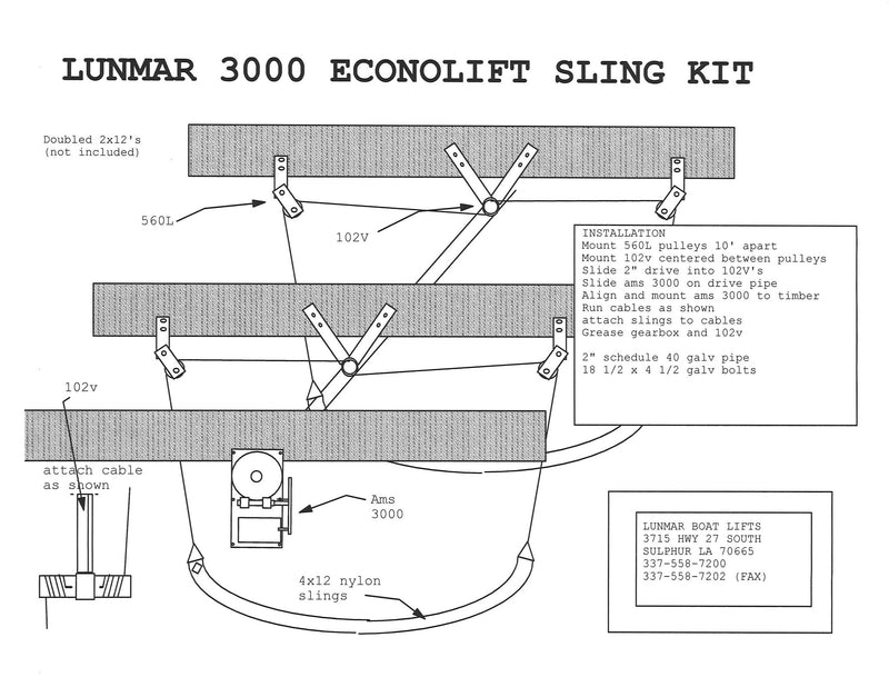 Lunmar Econo Sling Kit Wood Mount (3000#,4000#,6000#)