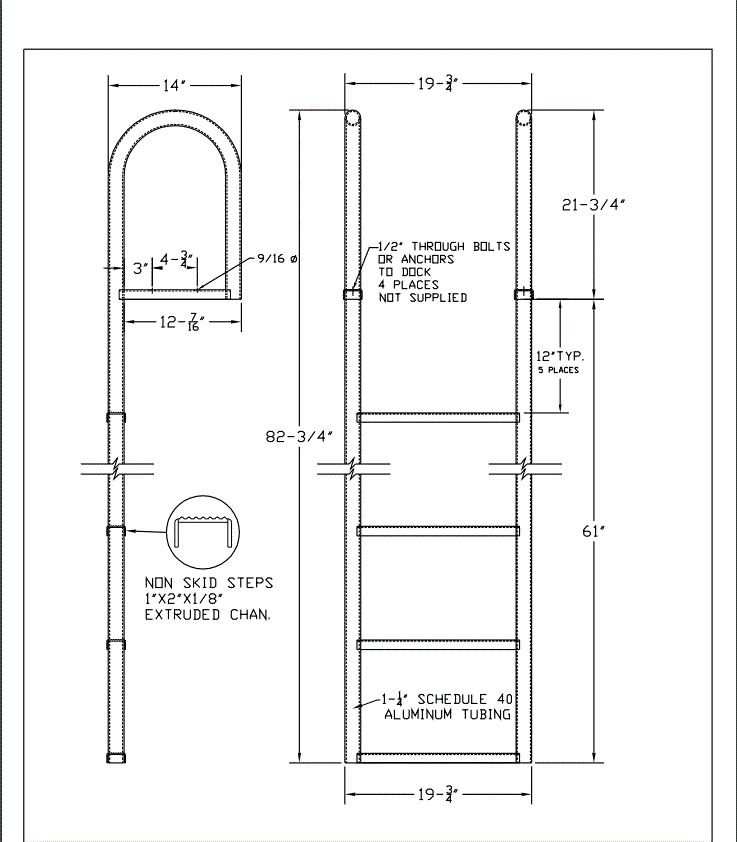 Aluminum Dock Ladders (Straight)